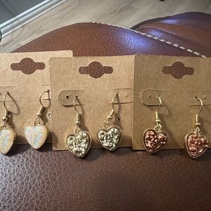 Heart-Shaped Glitter Earrings